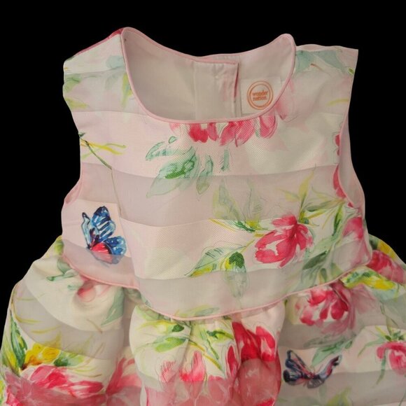Wonder Nation Toddler Floral Sundress 18Mo Layered Petticoat White Pink Poly - Picture 7 of 11